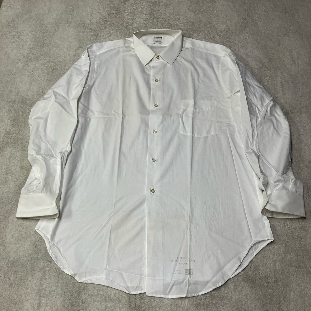 True Vintage 50s Arrow Sanforized Mitoga Dress Shirt Union Made White Men 16-33